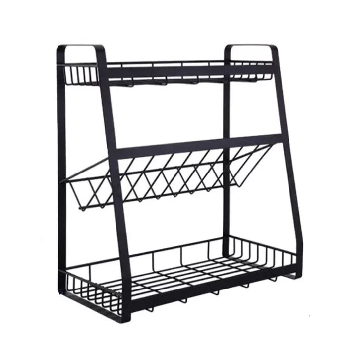 3 Tier Spice Rack Storage Organizer Metal Black 38cm