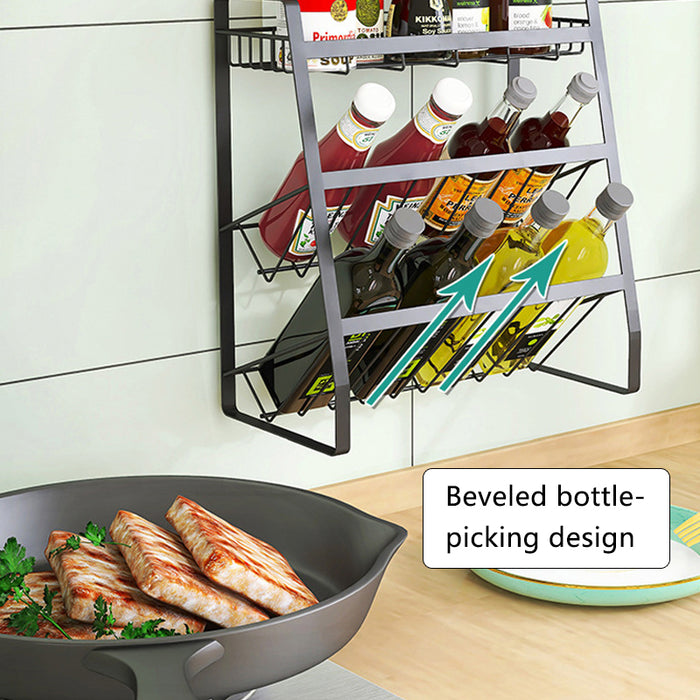 3 Tier Spice Rack Storage Organizer Metal Black 38cm