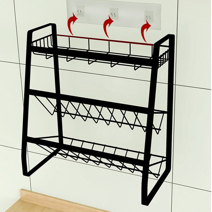 3 Tier Spice Rack Storage Organizer Metal Black 38cm