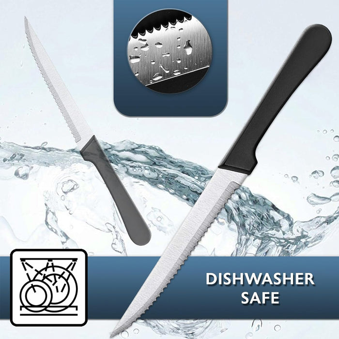 6Pcs Serrated Steak Knives, Round Head