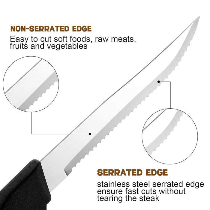 6Pcs Serrated Steak Knives, Round Head