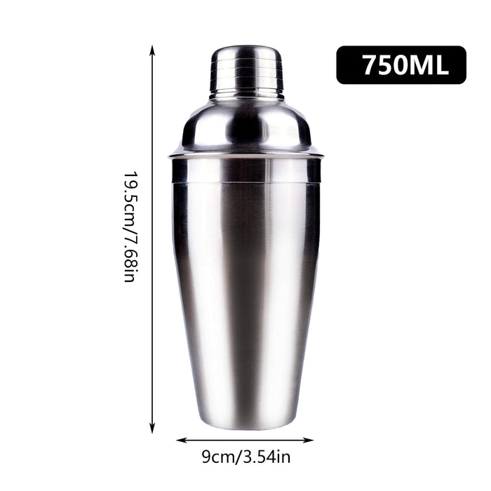 750ml Stainless Steel Cocktail Shaker Leak-Proof Silver