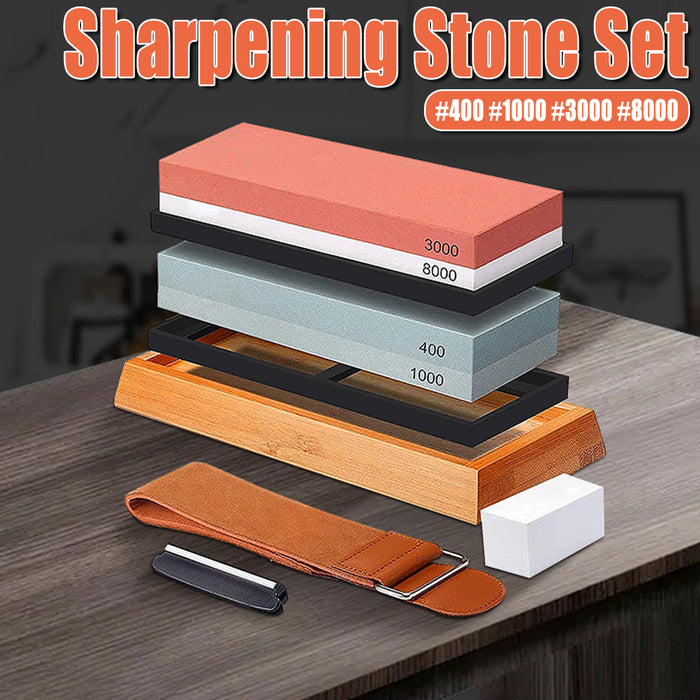 4 Piece Sharpening Stone Set for Kitchen Knives Scissors