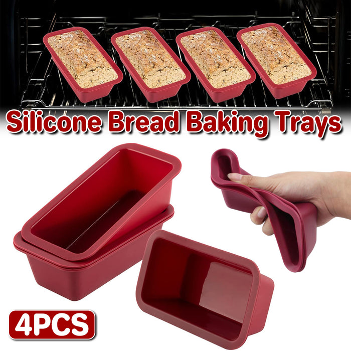 4PCS Silicone Bread Loaf Mould Nonstick Rectangular Baking Trays
