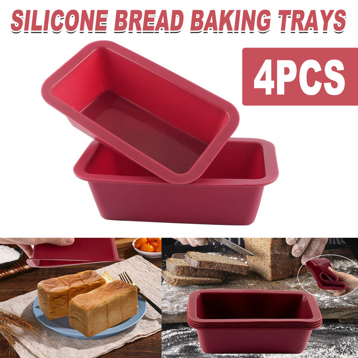 4PCS Silicone Bread Loaf Mould Nonstick Rectangular Baking Trays