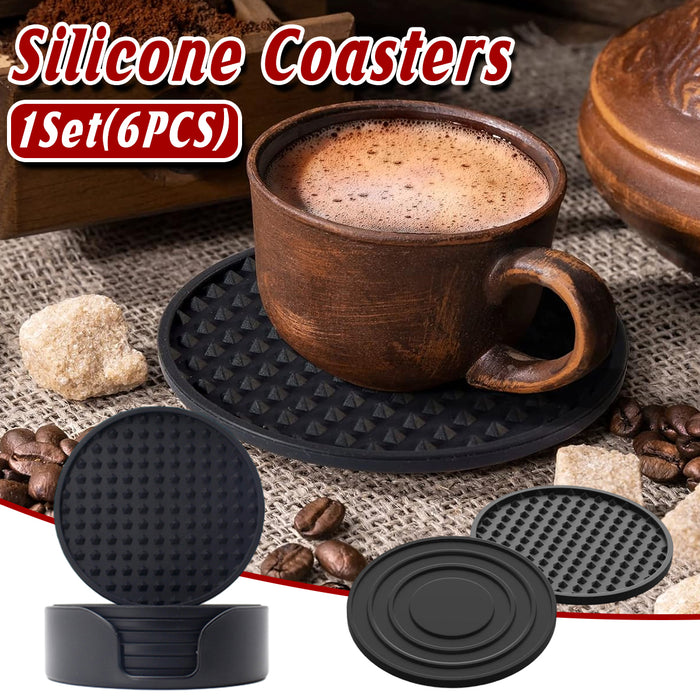 6 Pcs Silicone Coasters Non-Slip Heat Resistant 10 cm
