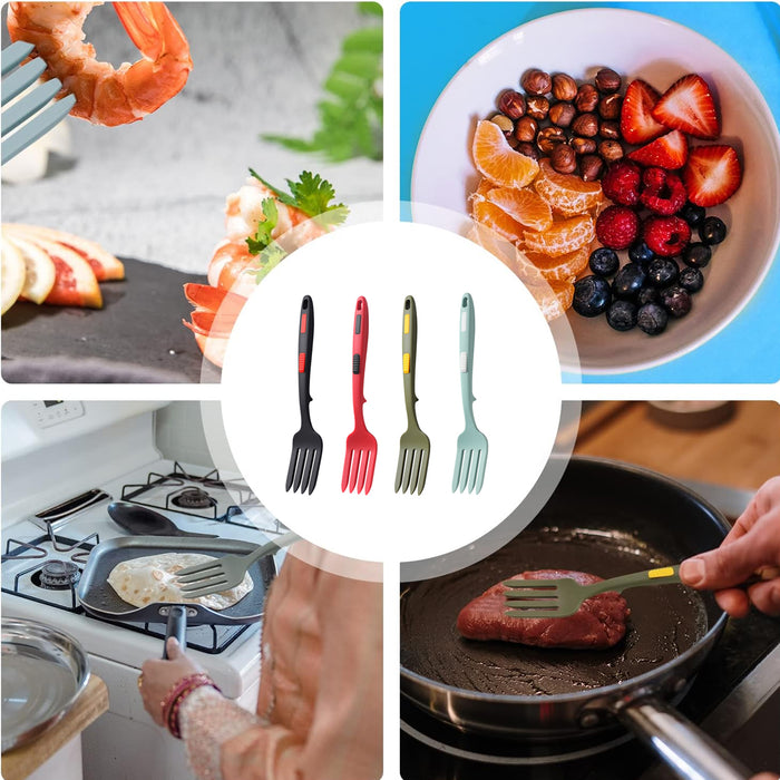 2pcs Silicone Cooking Forks Heat Resistant Non-Stick Kitchen Utensils