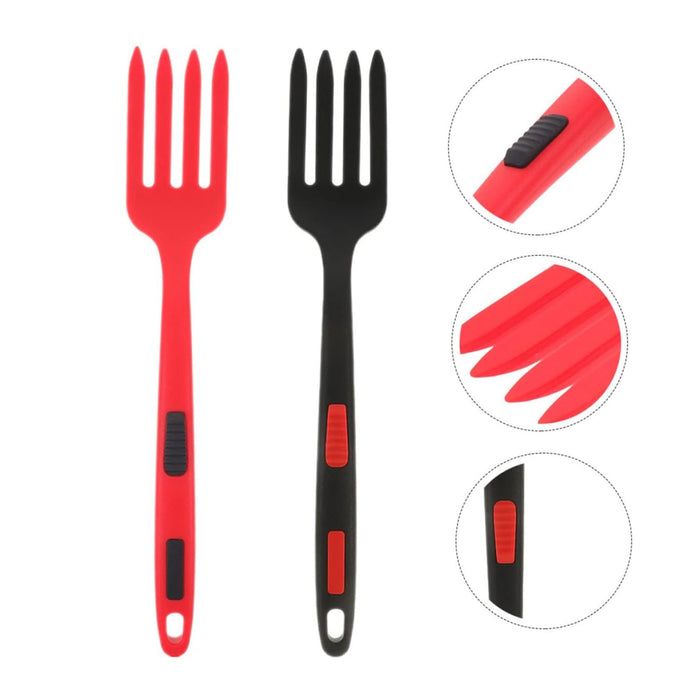 2pcs Silicone Cooking Forks Heat Resistant Non-Stick Kitchen Utensils