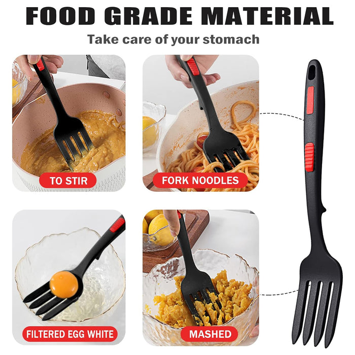 2pcs Silicone Cooking Forks Heat Resistant Non-Stick Kitchen Utensils