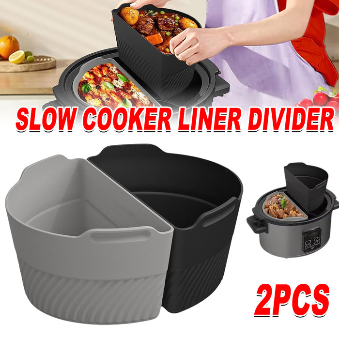 2 Pcs Slow Cooker Liner Dividers Food Grade Silicone Non Stick