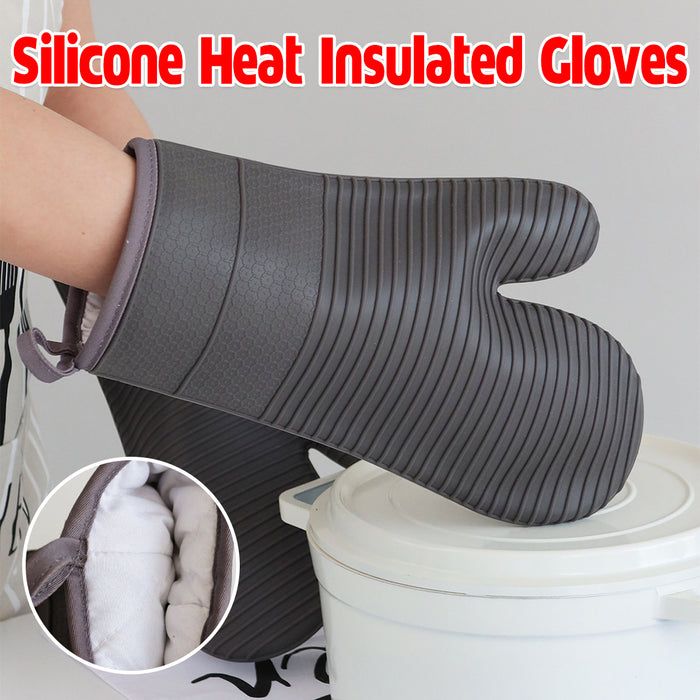 Silicone Heat Resistant Oven Mitts with Cotton Lining for Kitchen and BBQ