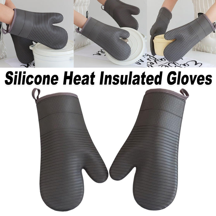 Silicone Heat Resistant Oven Mitts with Cotton Lining for Kitchen and BBQ