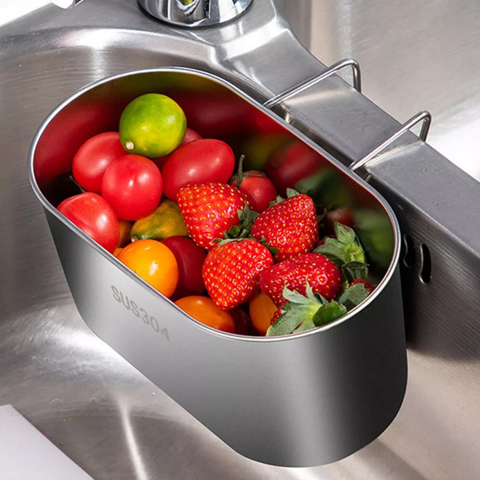 304 Stainless Steel Sink Drain Basket With Curved Handle