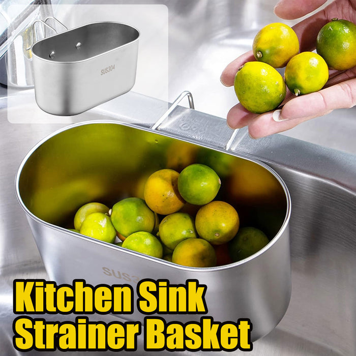 304 Stainless Steel Sink Drain Basket With Curved Handle