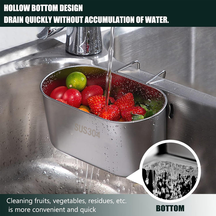 304 Stainless Steel Sink Drain Basket With Curved Handle