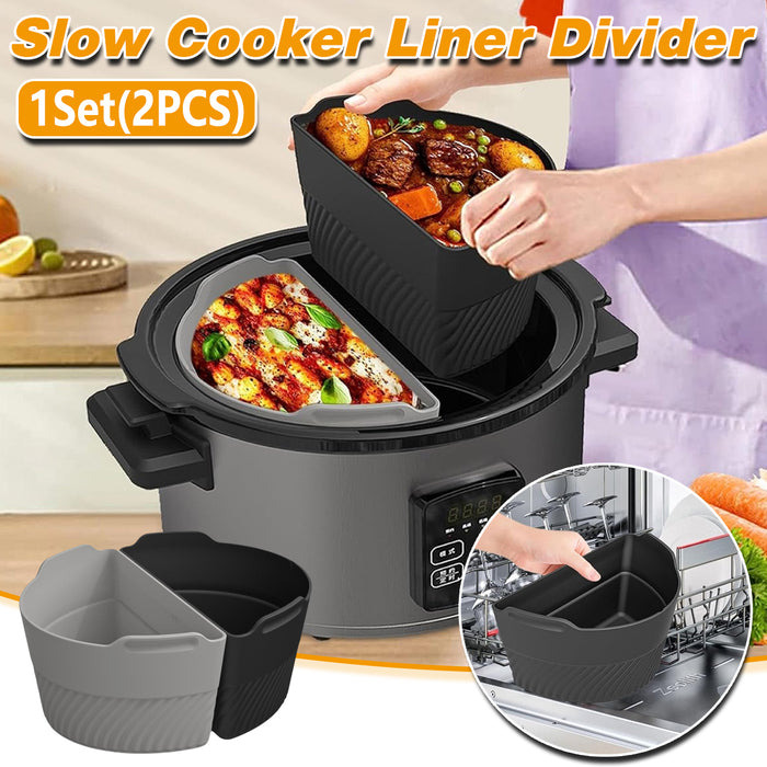 2 Pcs Slow Cooker Liner Dividers Food Grade Silicone Non Stick