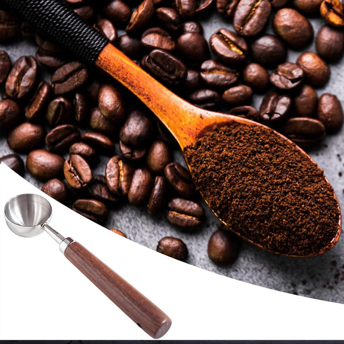 2 Pcs Walnut Handle Coffee Measuring Spoons 304 Steel
