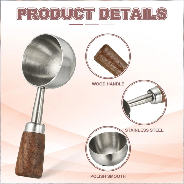 2 Pcs Walnut Handle Coffee Measuring Spoons 304 Steel