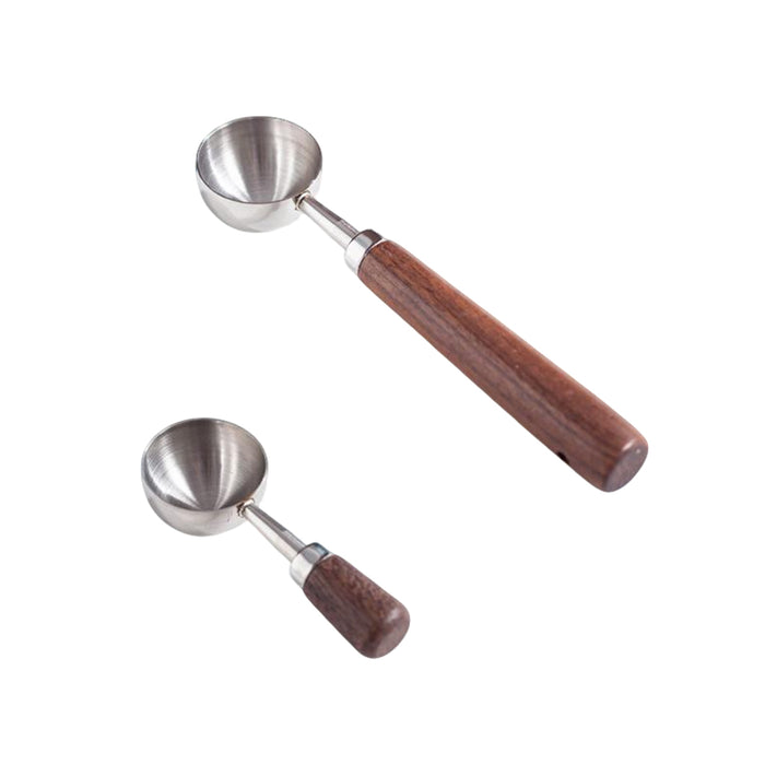 2 Pcs Walnut Handle Coffee Measuring Spoons 304 Steel