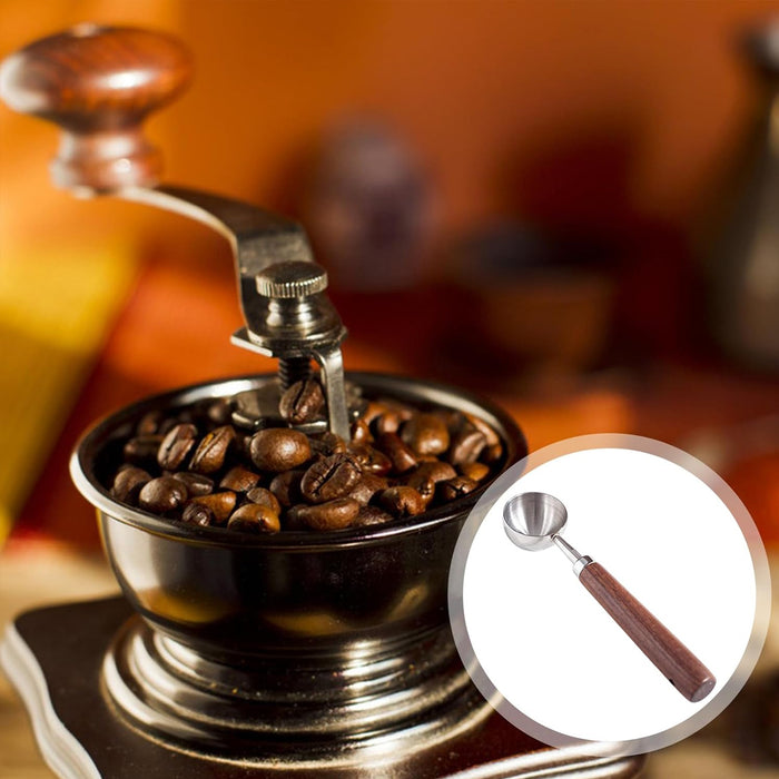 2 Pcs Walnut Handle Coffee Measuring Spoons 304 Steel
