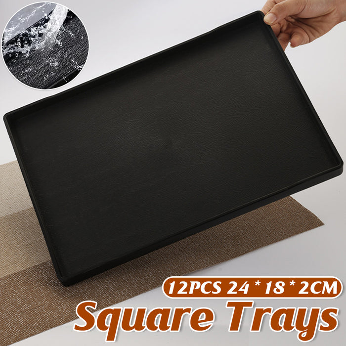 12 Pcs Rectangular PP Plastic Serving Tray with Non-Slip Surface 24 x 18 cm
