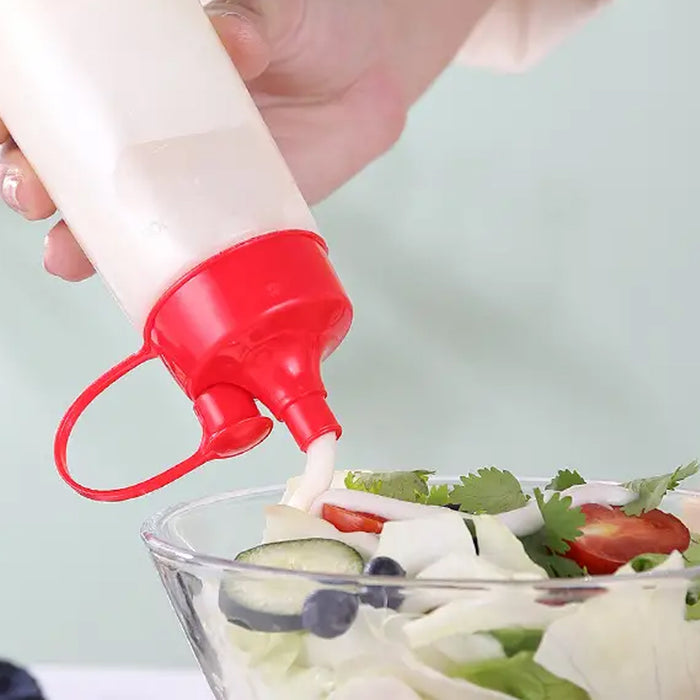 5PCS 300ml Wide Mouth Sauce Squeeze Bottles with Red Cap