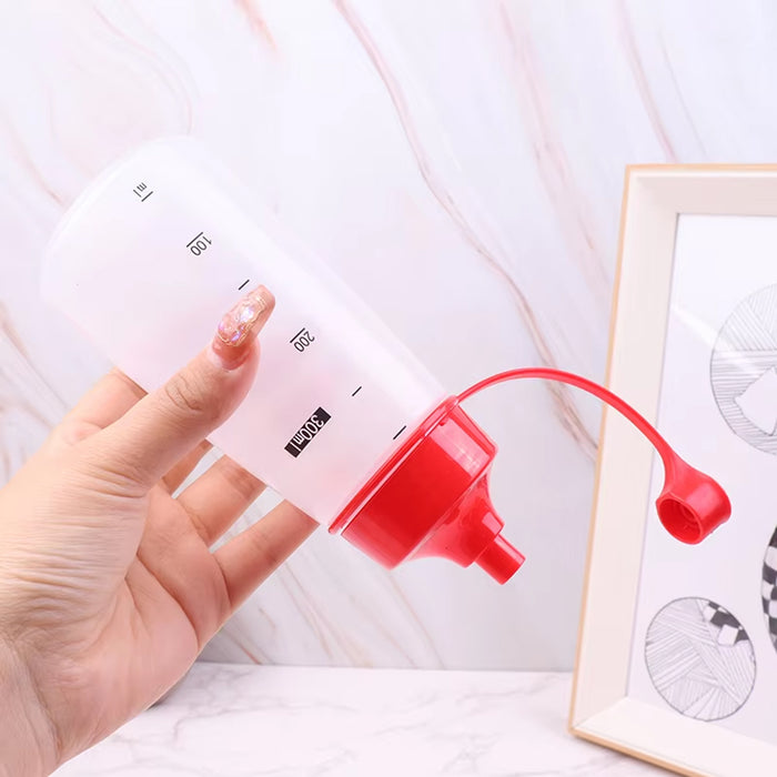 5PCS 300ml Wide Mouth Sauce Squeeze Bottles with Red Cap
