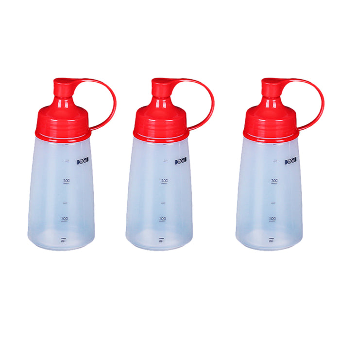 5PCS 300ml Wide Mouth Sauce Squeeze Bottles with Red Cap