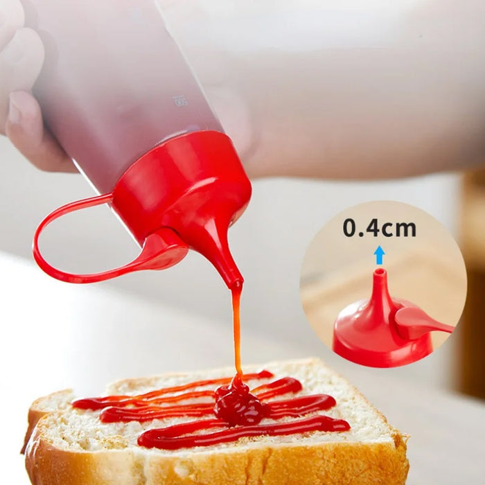 5PCS 300ml Wide Mouth Sauce Squeeze Bottles with Red Cap