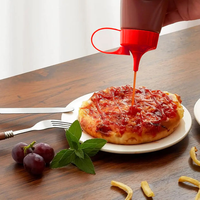 5PCS 300ml Wide Mouth Sauce Squeeze Bottles with Red Cap