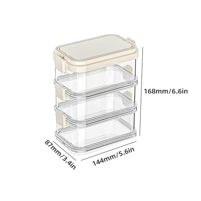 3-Layer Stackable Spice Storage Box Clear Airtight Kitchen Organizer with Handle