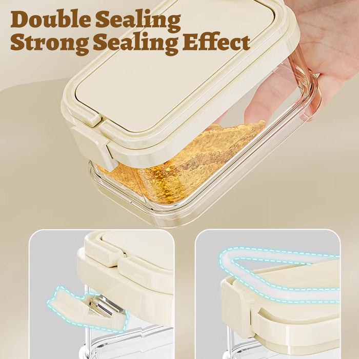 3-Layer Stackable Spice Storage Box Clear Airtight Kitchen Organizer with Handle
