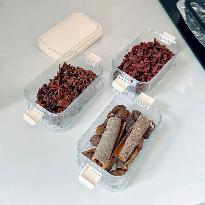 3-Layer Stackable Spice Storage Box Clear Airtight Kitchen Organizer with Handle