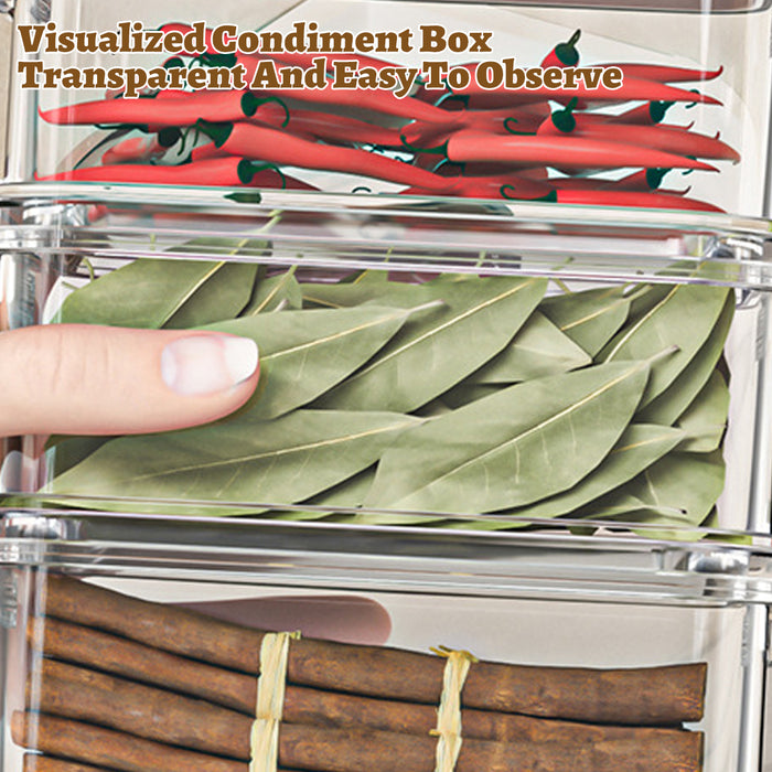3-Layer Stackable Spice Storage Box Clear Airtight Kitchen Organizer with Handle