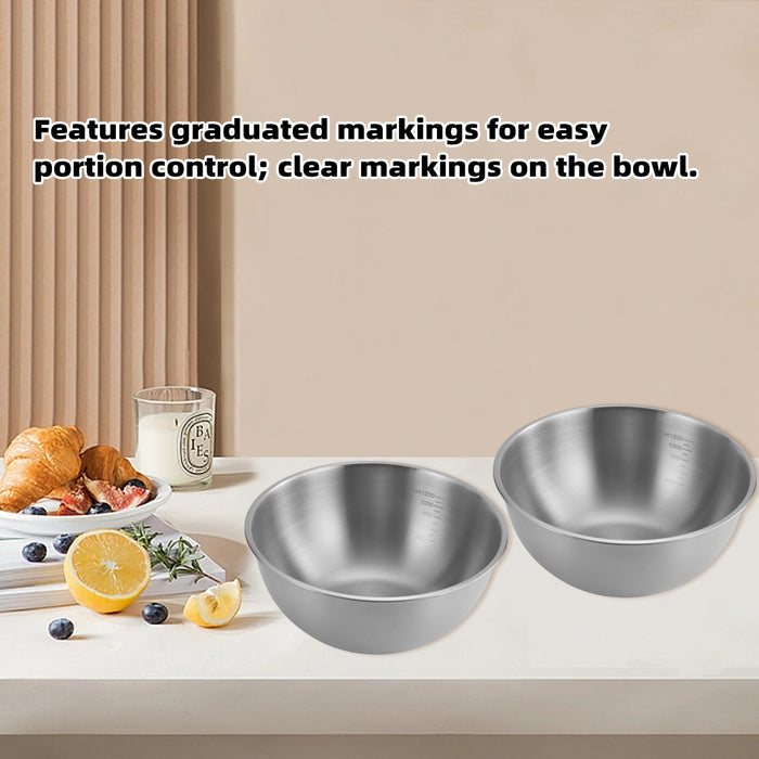 8 Pcs Stainless Steel Mixing Bowls 1200ml with Scale Marks