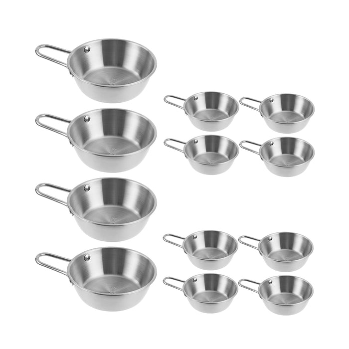 12 Pcs 304 Stainless Steel Sauce Bowls With Hollow Handle Silver