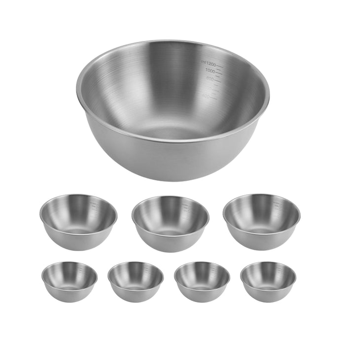 8 Pcs Stainless Steel Mixing Bowls 1200ml with Scale Marks