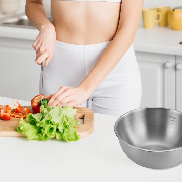 8 Pcs Stainless Steel Mixing Bowls 1200ml with Scale Marks
