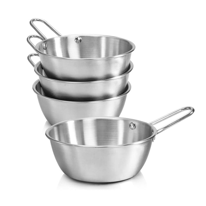 12 Pcs 304 Stainless Steel Sauce Bowls With Hollow Handle Silver