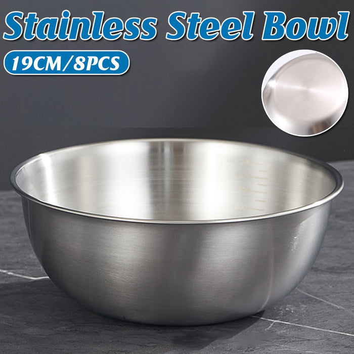 8 Pcs Stainless Steel Mixing Bowls 1200ml with Scale Marks