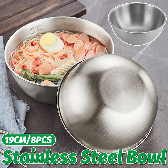 8 Pcs Stainless Steel Mixing Bowls 1200ml with Scale Marks