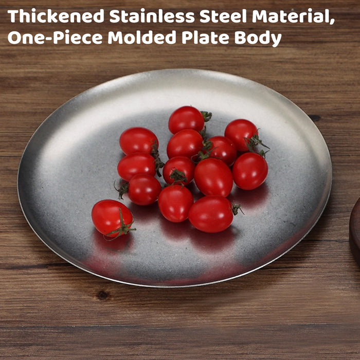 8 Pcs Stainless Steel Round Dessert Plates 26 cm Non-Slip Polished