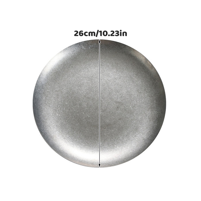 8 Pcs Stainless Steel Round Dessert Plates 26 cm Non-Slip Polished