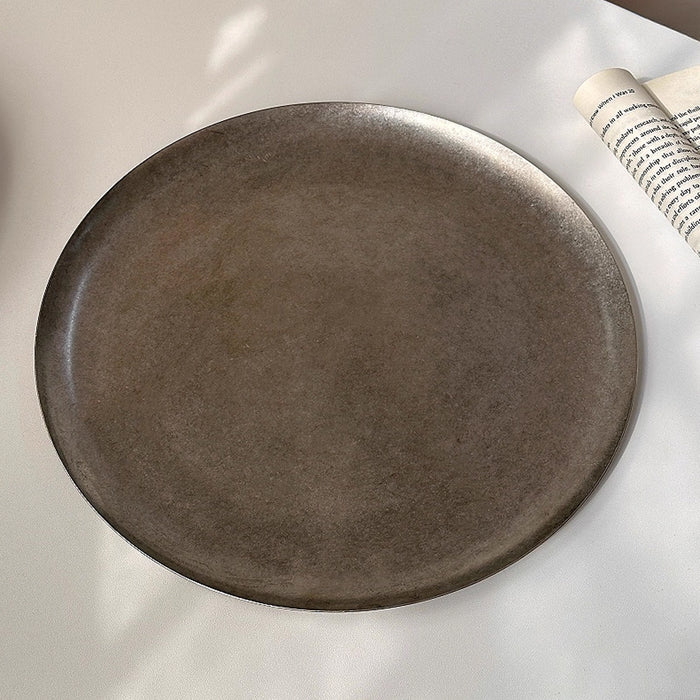 8 Pcs Stainless Steel Round Dessert Plates 26 cm Non-Slip Polished