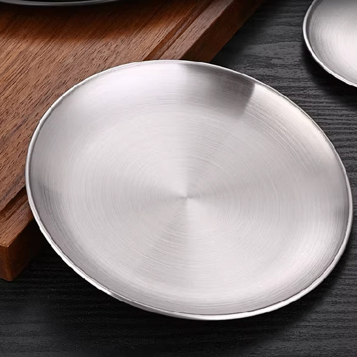 8 Pcs 304 Stainless Steel Dinner Plates 20 cm Round Brushed Finish