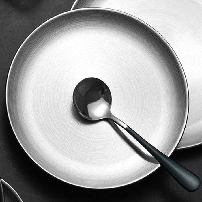 8 Pcs 304 Stainless Steel Dinner Plates 20 cm Round Brushed Finish