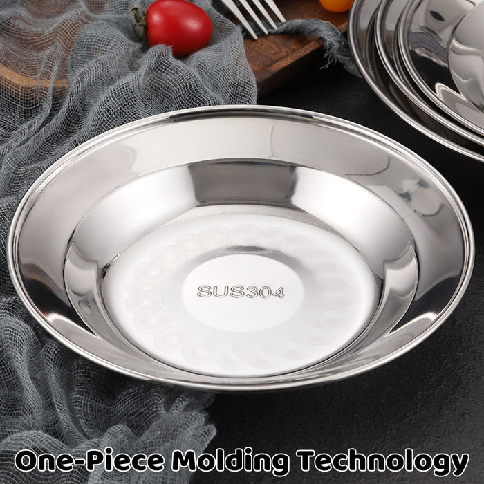 8 Pcs Stainless Steel Dinner Plates 22 cm Round Mirror-Polished Non-Slip