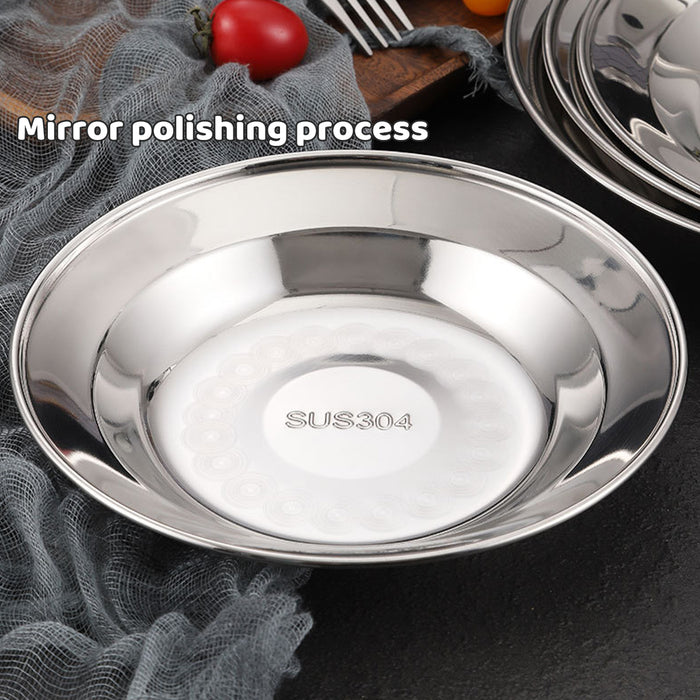 8 Pcs Stainless Steel Dinner Plates 22 cm Round Mirror-Polished Non-Slip