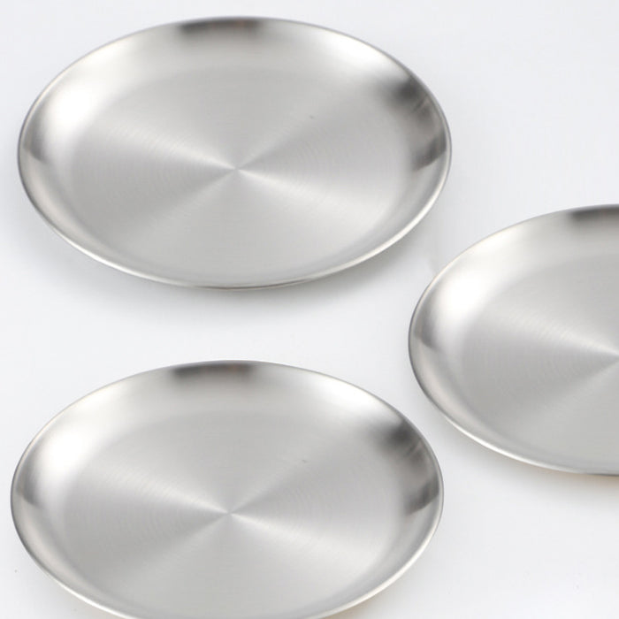 8 Pcs 304 Stainless Steel Dinner Plates 20 cm Round Brushed Finish