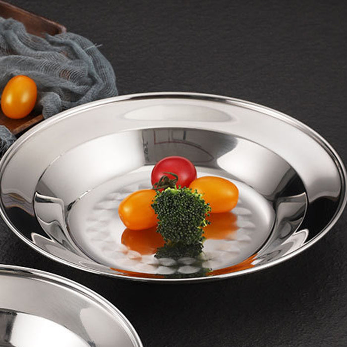 8 Pcs Stainless Steel Dinner Plates 22 cm Round Mirror-Polished Non-Slip
